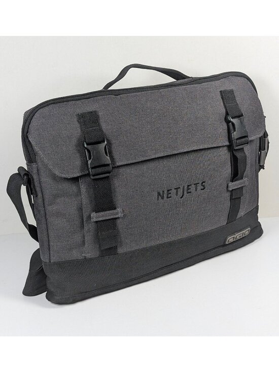 OGIO NETJETS Gray & Black 11.5” x 16” Laptop Messenger Shoulder Bag Unisex